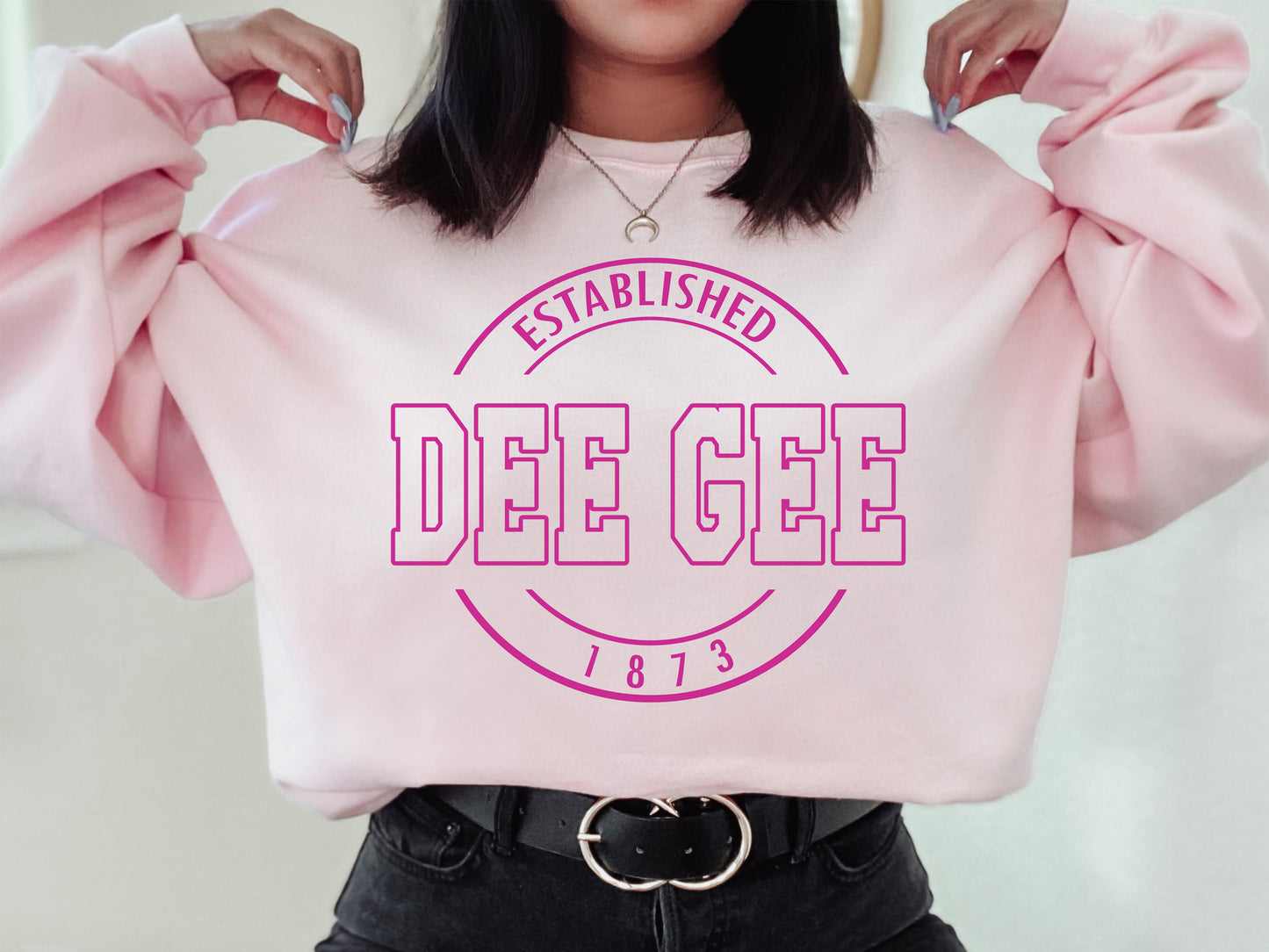 Delta Gamma Pink Stamp Sorority Sweatshirt _ 62g