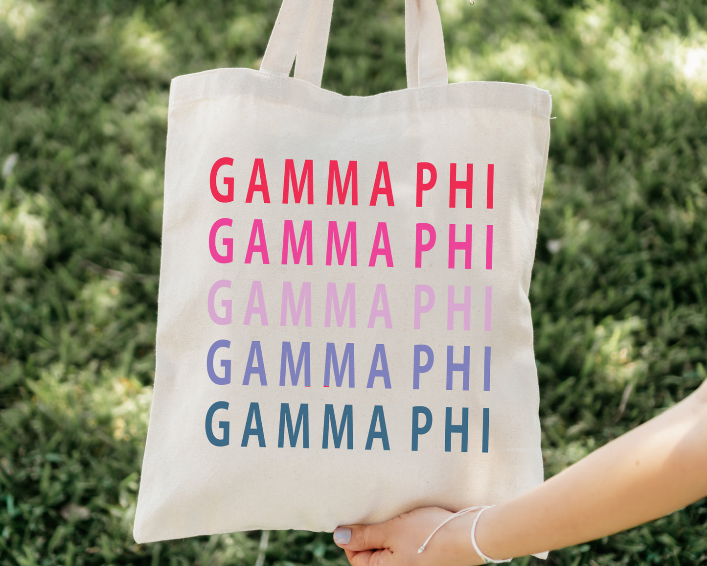 Gamma Phi Beta Bright and Stacked Sorority Tote Bag _ 34399g