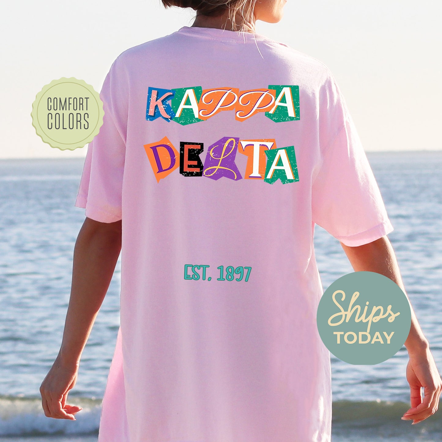 Kappa Delta Letter Cuts Comfort Colors Sorority T-shirt _ 35903g