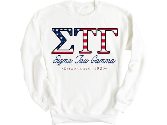 Sigma Tau Gamma American Flag Letters Fraternity Sweatshirt _ 1179