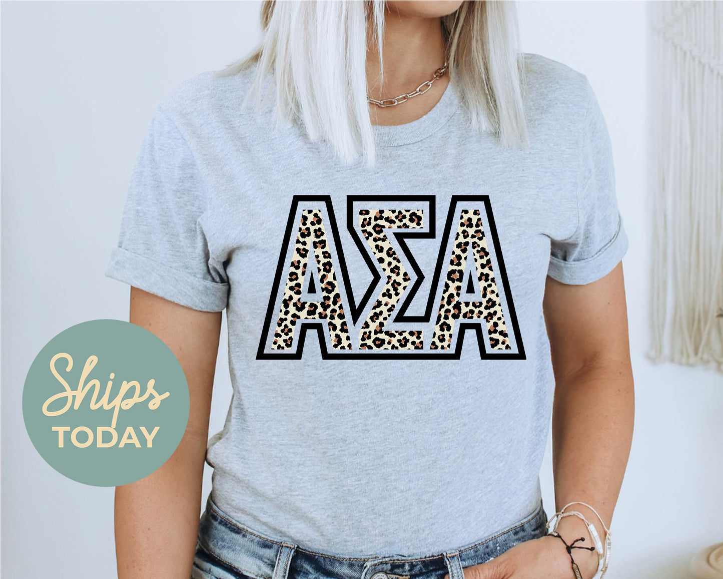 Alpha Sigma Alpha Safari Style Letters Sorority T-shirt _ 30441g