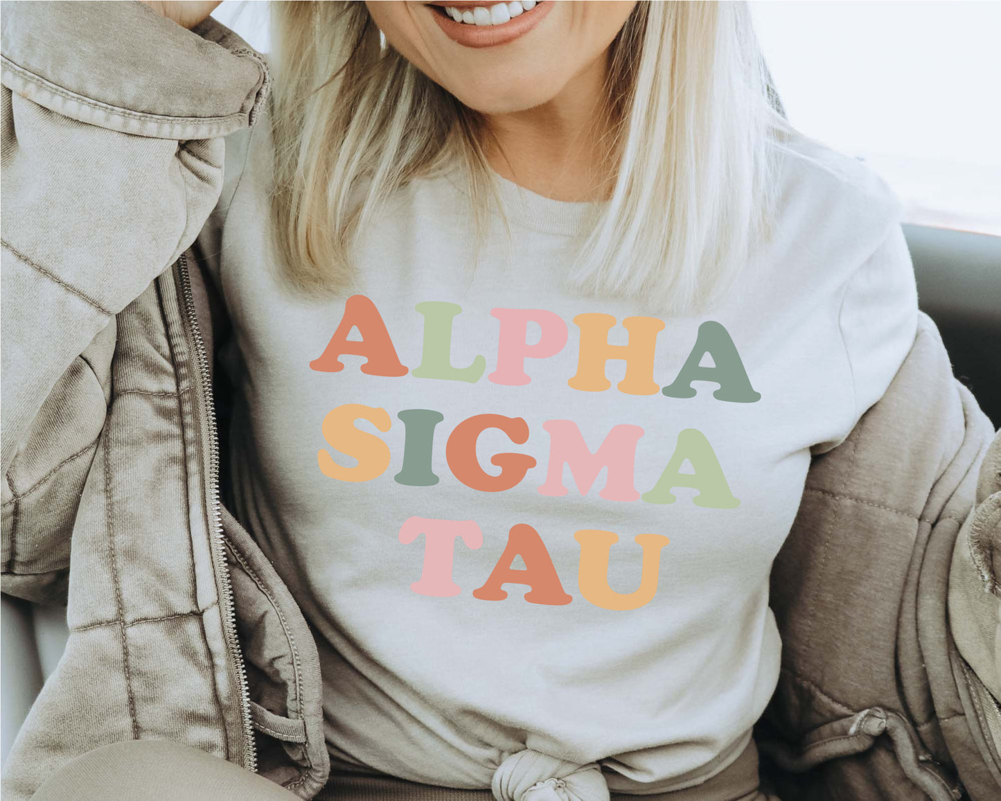 Alpha Sigma Tau Bright and Proud Sorority T-shirt _ 421g