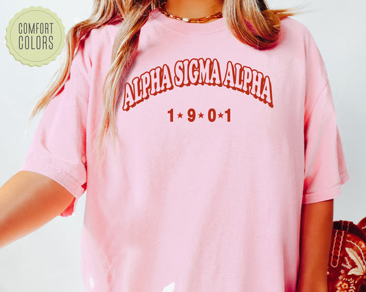Alpha Sigma Alpha Red Arch Comfort Colors Sorority T-shirt _ 368g