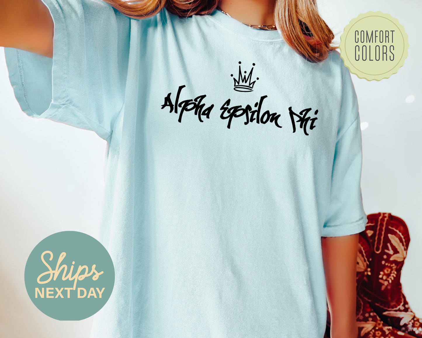 Alpha Epsilon Phi Queen Comfort Colors Sorority T-shirt _ 2450g