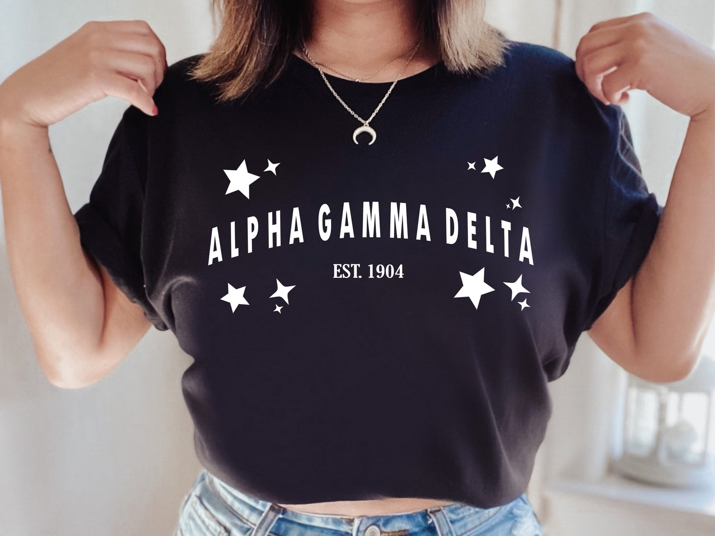 Alpha Gamma Delta Arched Star Sorority T-shirt _ 2267g
