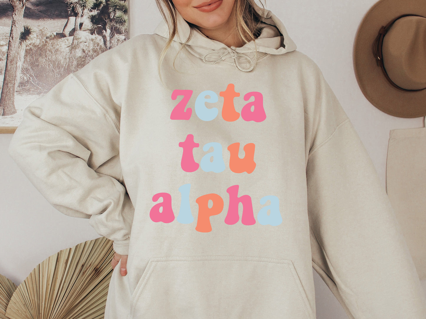Zeta Tau Alpha Vividly Vibrant Sorority Hoodie _ 3174g