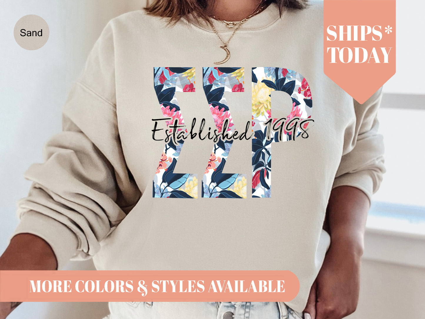 Sigma Sigma Rho Floral Block Sorority Sweatshirt _ 3521g