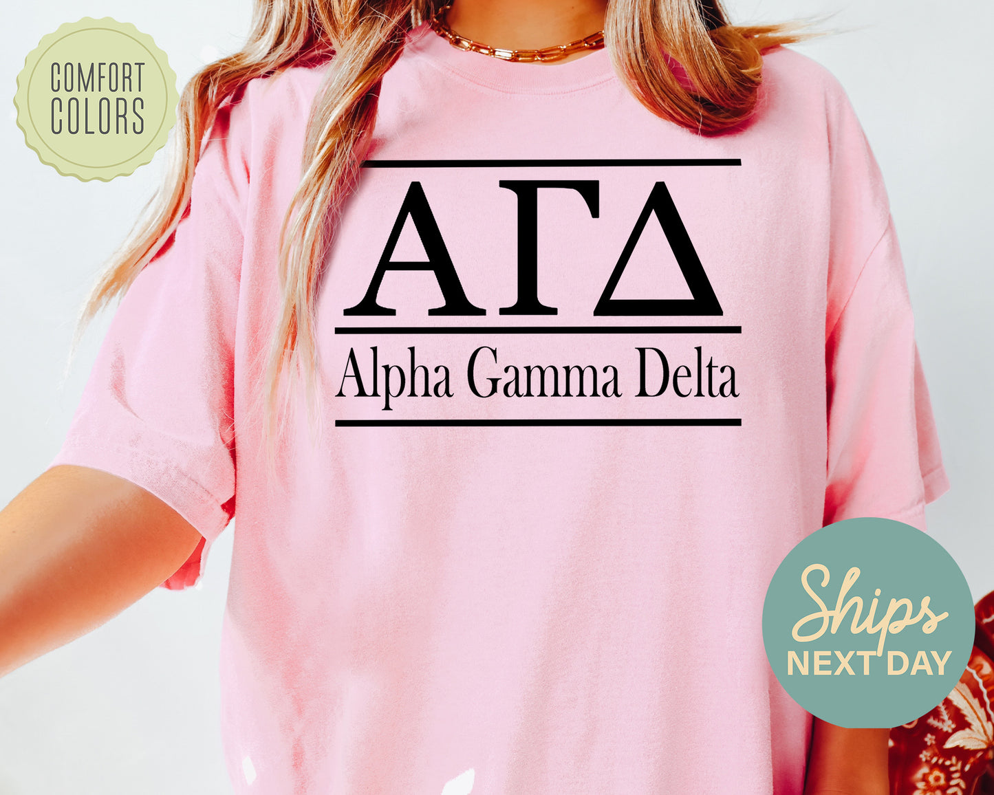 Alpha Gamma Delta Bold Statement Comfort Colors Sorority T-shirt _ 287g