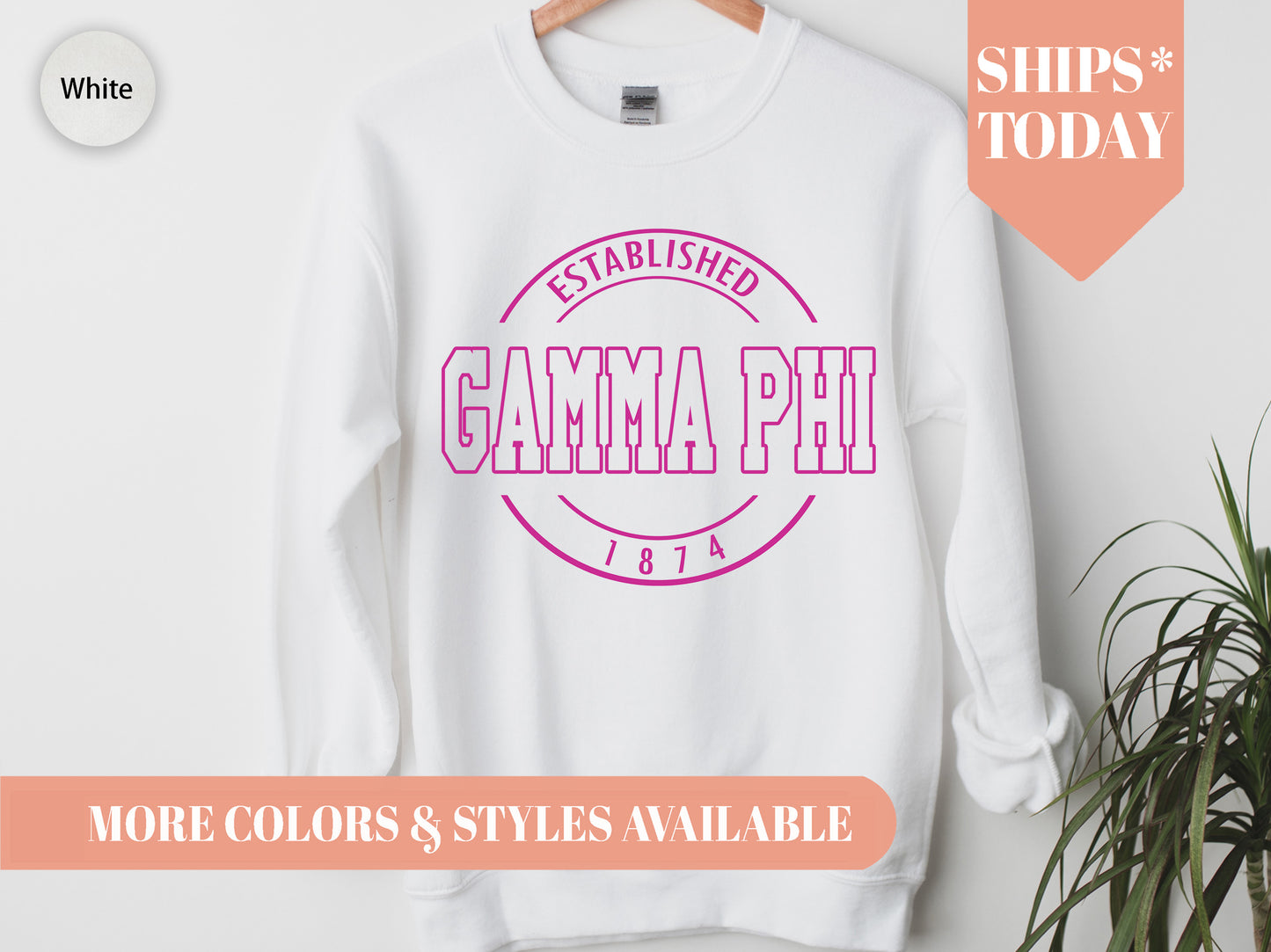 Gamma Phi Beta Pink Stamp Sorority Sweatshirt _ 65g