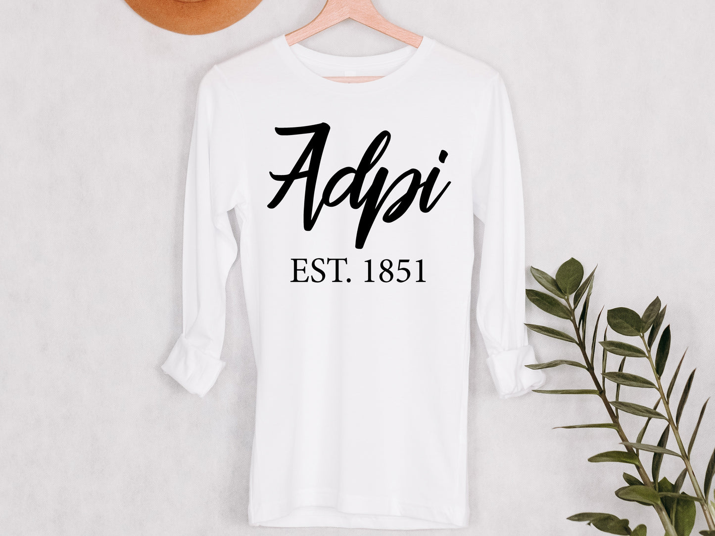 Alpha Delta Pi Black Flowy Sorority Long Sleeve T-shirt _ 78g