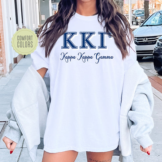 Kappa Kappa Gamma Greek Colors Comfort Colors Sorority T-shirt _ 36086g