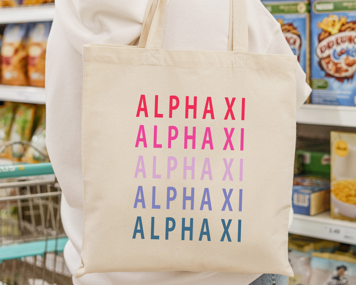 Alpha Xi Delta Bright and Stacked Sorority Tote Bag _ 34393g