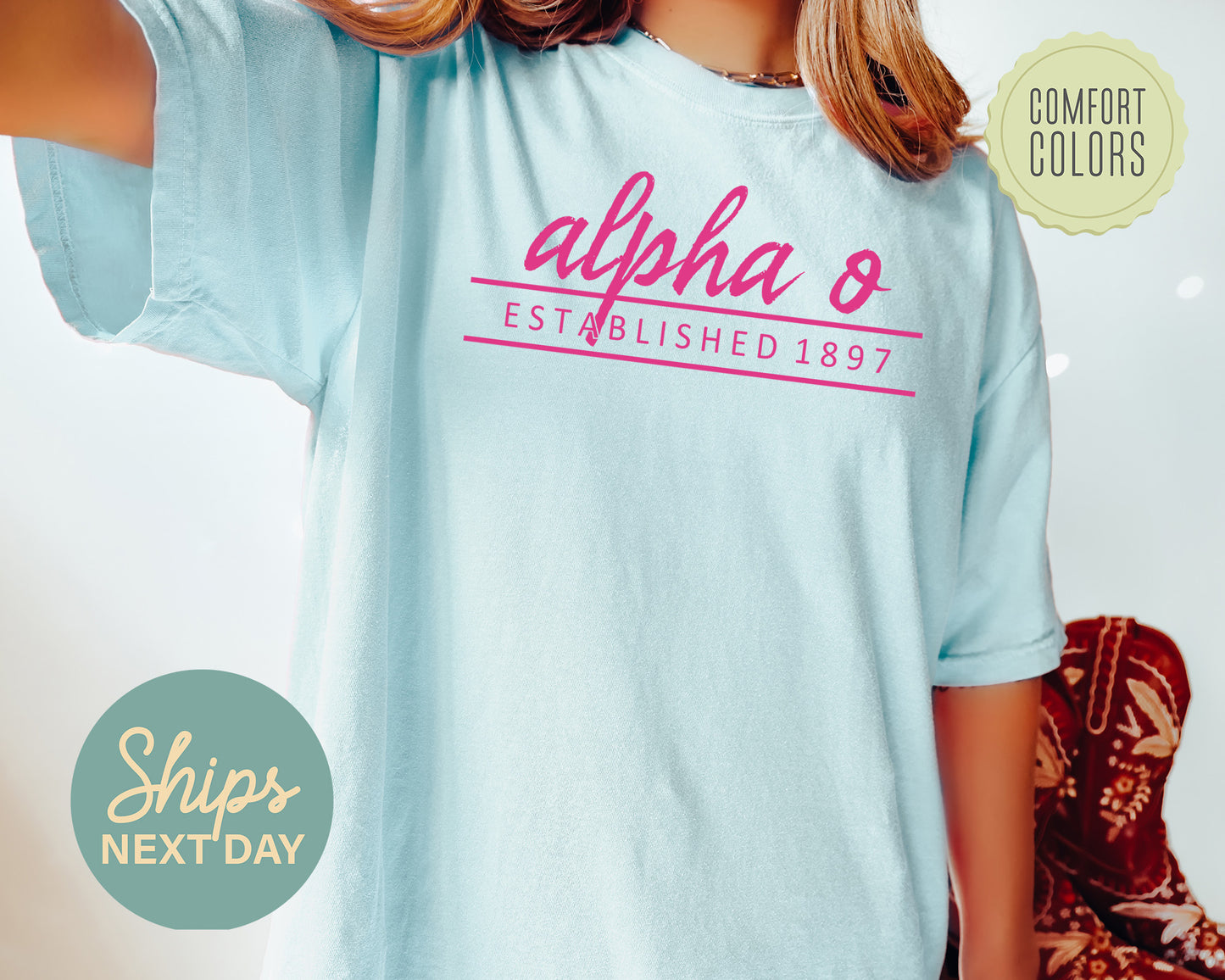 Alpha Omicron Pi All Pink Comfort Colors Sorority T-shirt _ 756g