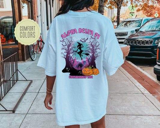 Alpha Delta Pi Halloween Witch Comfort Colors Sorority T-shirt _ 36227g