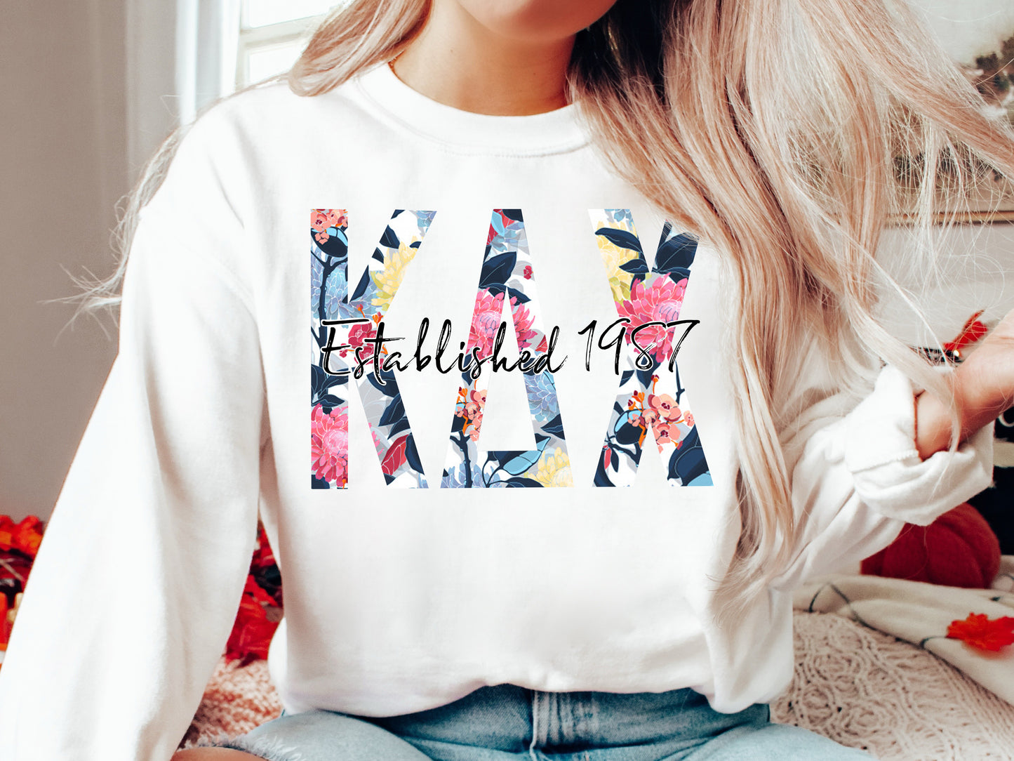 Kappa Delta Chi Floral Block Sorority Sweatshirt _ 3515g