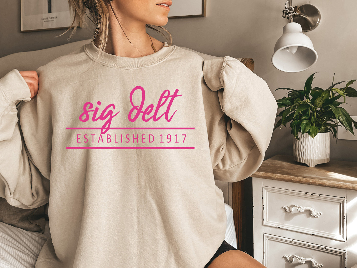 Sigma Delta Tau All Pink Sorority Sweatshirt _  773g