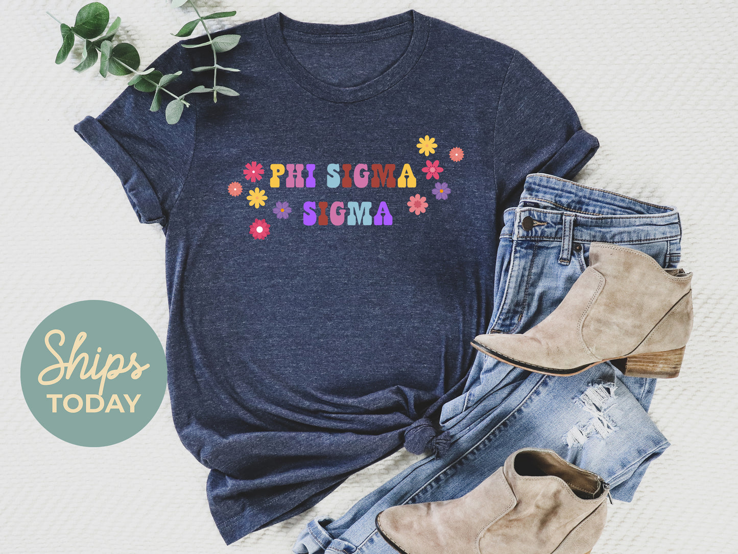 Phi Sigma Sigma Splash of Color Sorority T-shirt _ 3194g