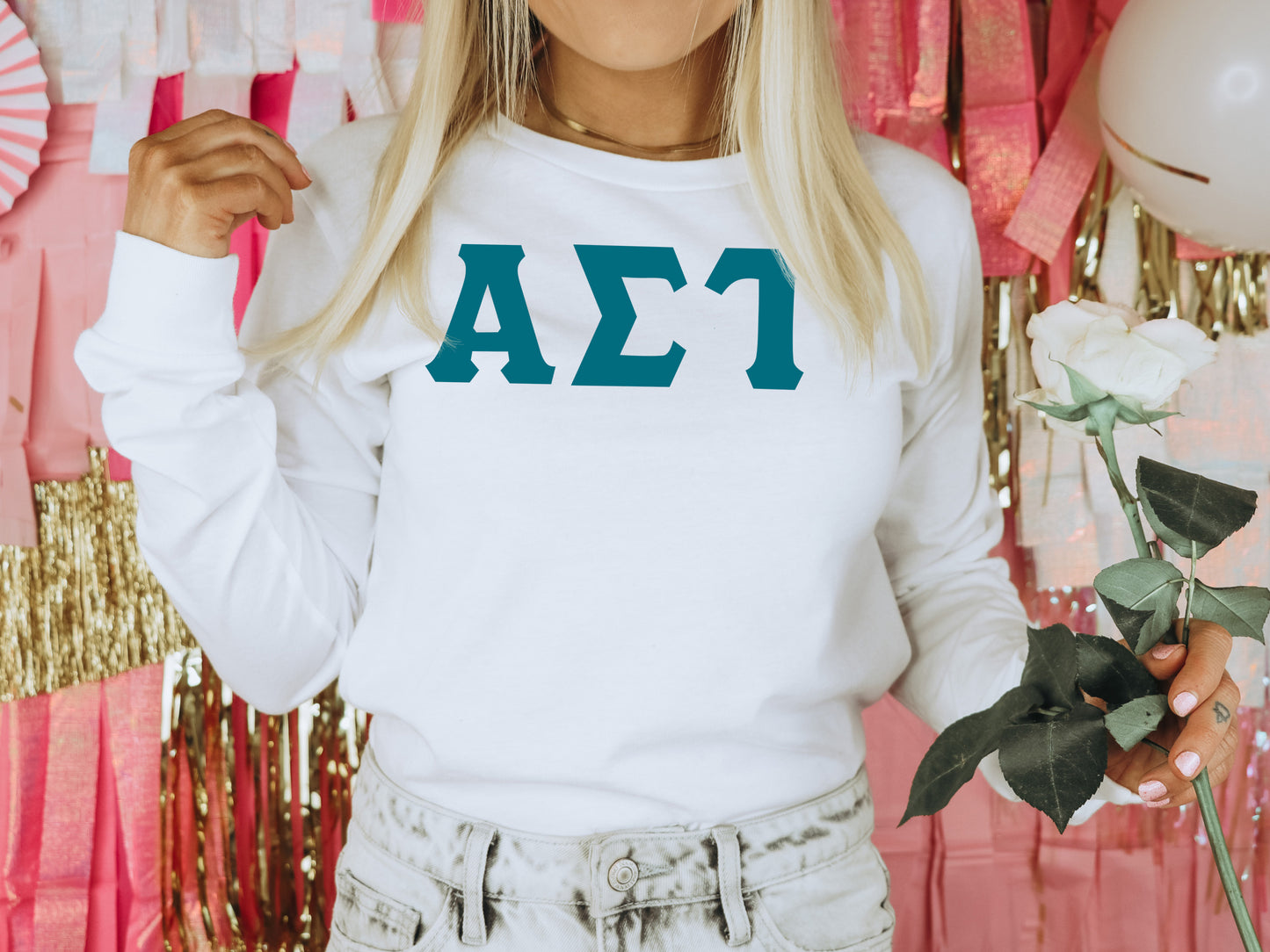 Alpha Sigma Tau Back to the Basics Sorority Long Sleeve T-shirt _ 629g