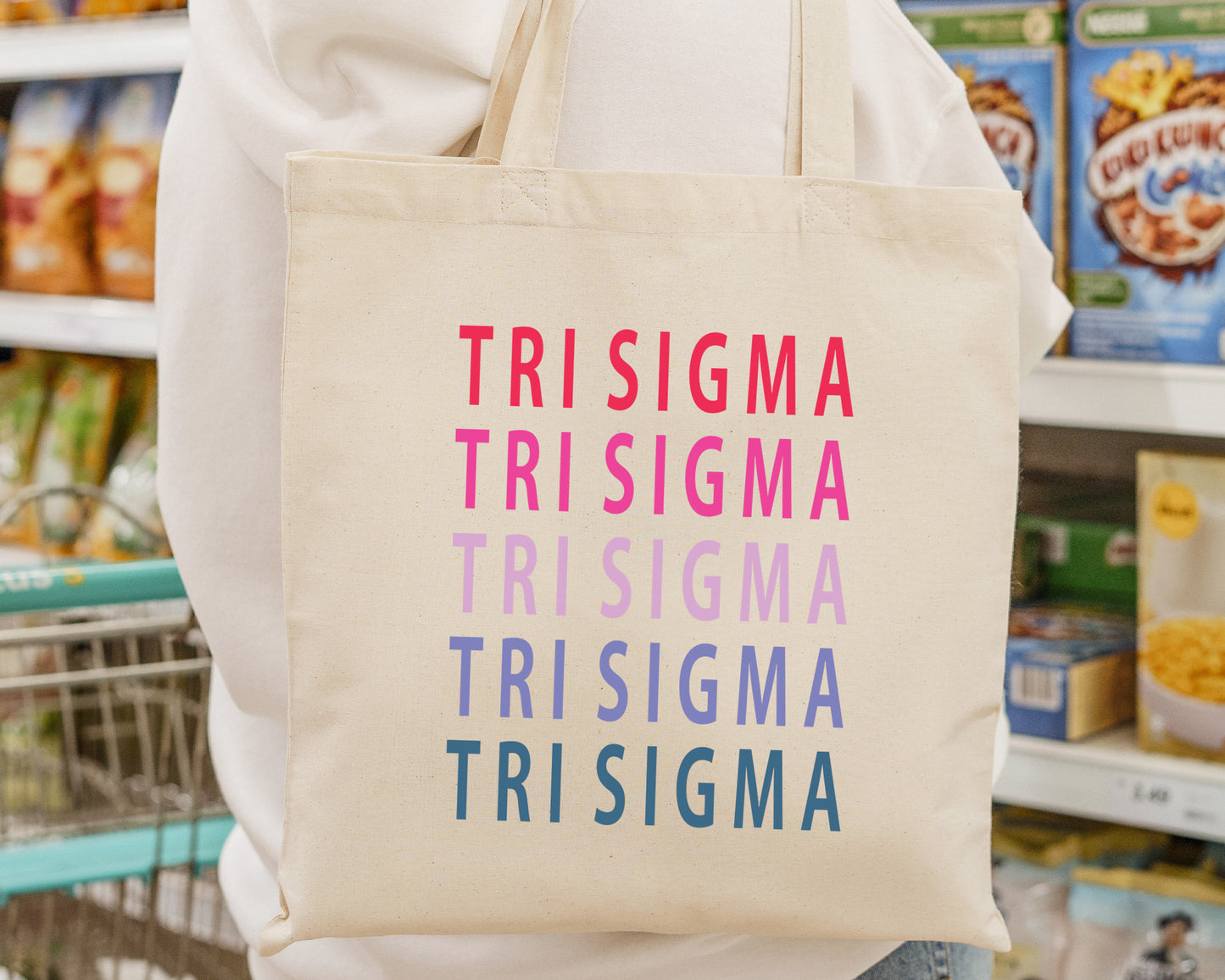 Sigma Sigma Sigma Bright and Stacked Sorority Tote Bag _ 34408g