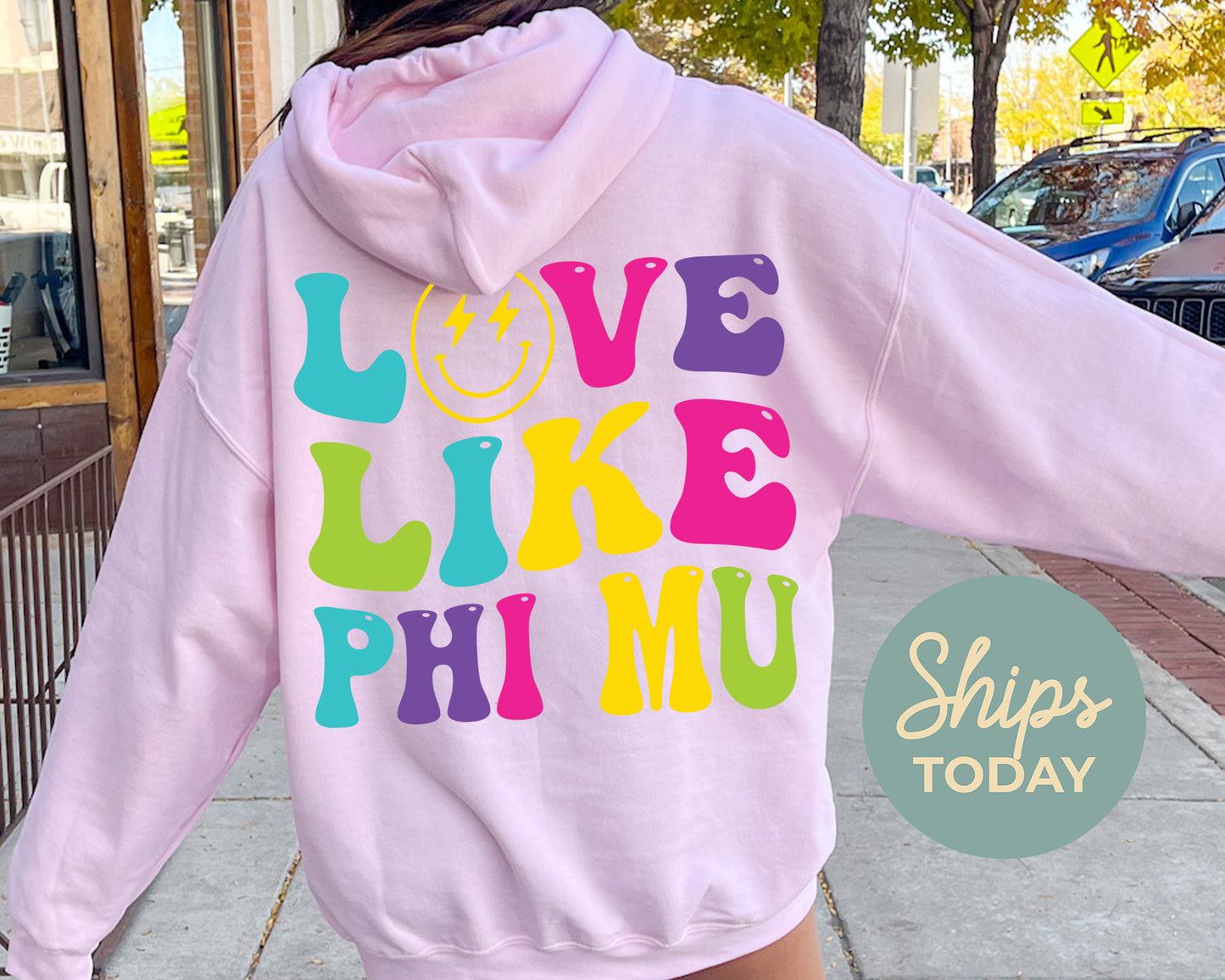 Phi Mu Blissful and Vibrant Sorority Hoodie _ 30559g