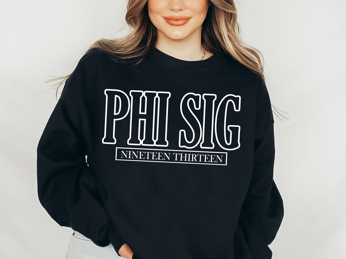 Phi Sigma Sigma Stencil Stacked Sorority Sweatshirt _ 2153g