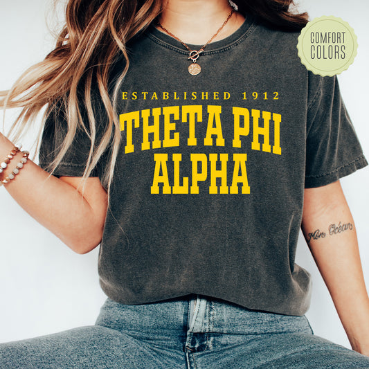 Theta Phi Alpha Bold Letters Comfort Colors Sorority T-shirt _ 35144g