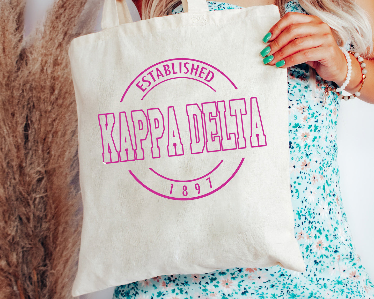 Kappa Delta Pink Stamp Sorority Tote Bag _ 34453g