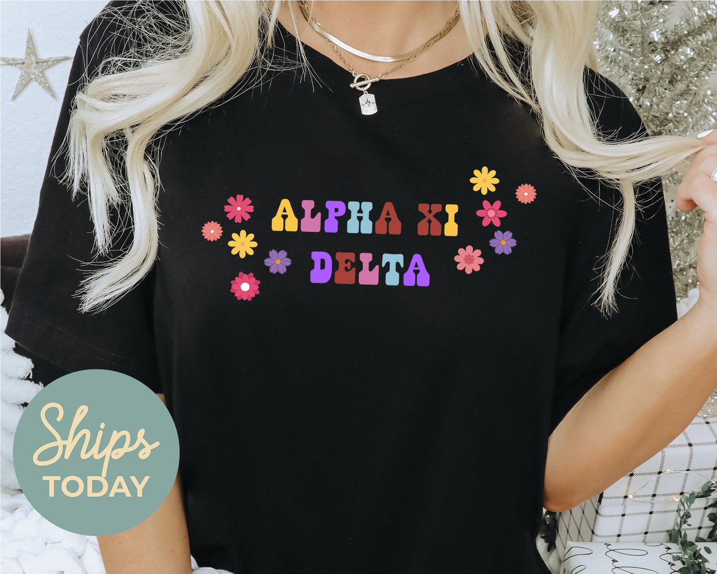 Alpha Xi Delta Splash of Color Sorority T-shirt _ 3183g