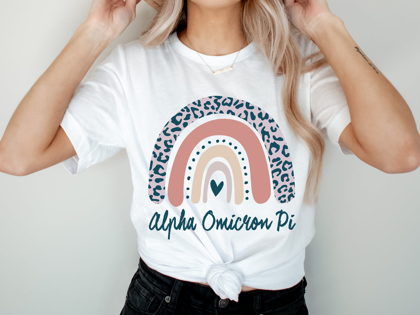 Alpha Omicron Pi Greek Rainbow Sorority T-shirt _ 2737g