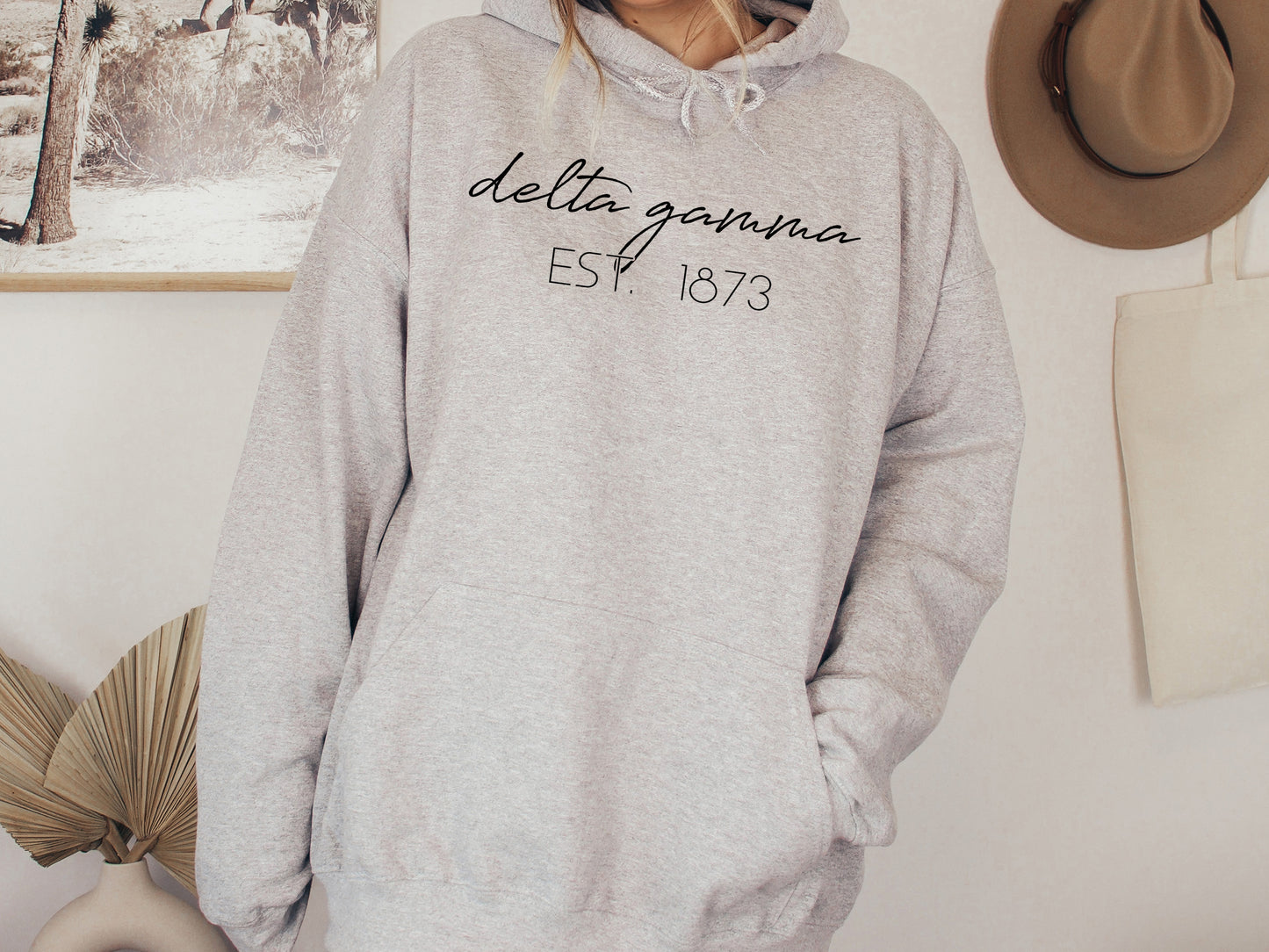 Delta Gamma Black Calligraphy Sorority Hoodie _ 2328g