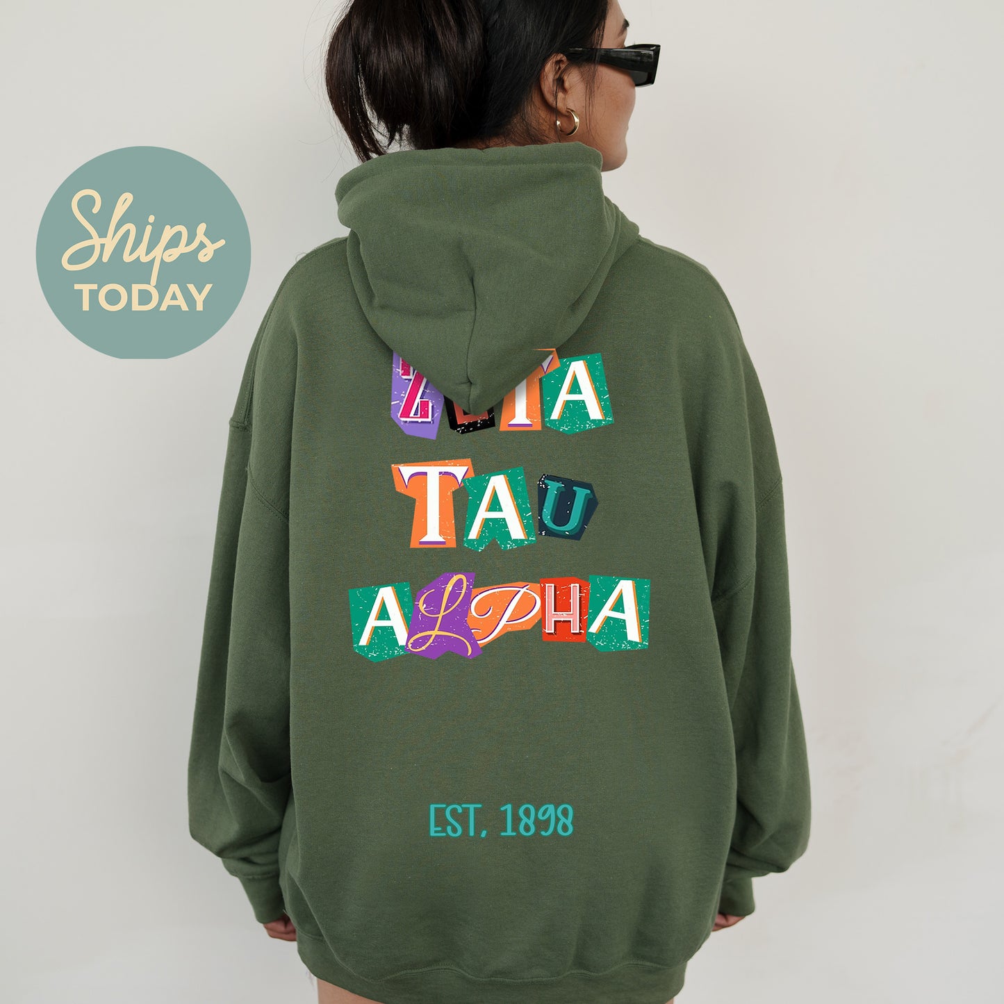 Zeta Tau Alpha Letter Cuts Sorority Hoodie _ 35912g