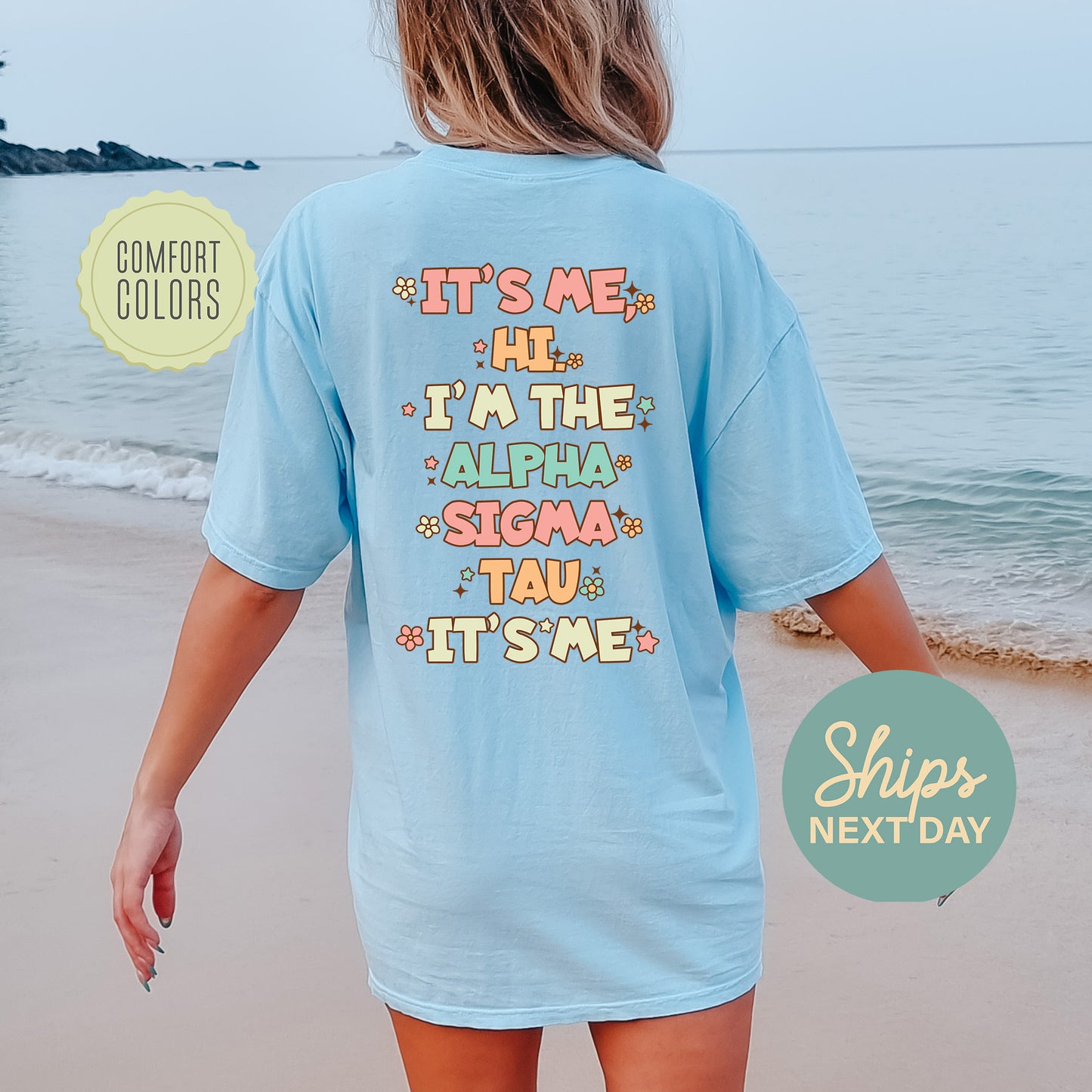Alpha Sigma Tau Signature Chic Comfort Colors Sorority T-shirt _ 35972g