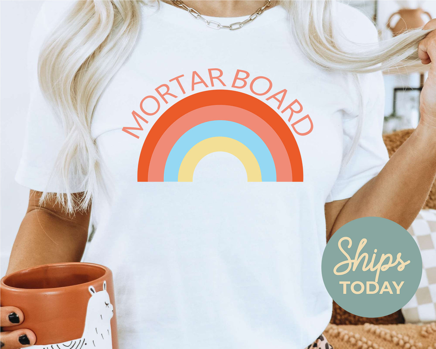 Mortar Board Colorful Rainbow Sorority T-shirt _ 3460g