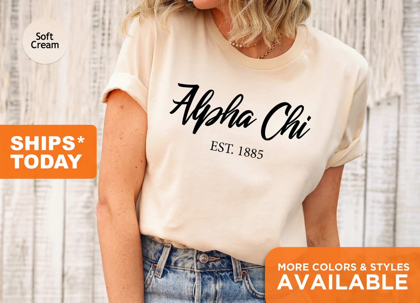 Alpha Chi Omega Black Flowy Sorority T-shirt _ 77g