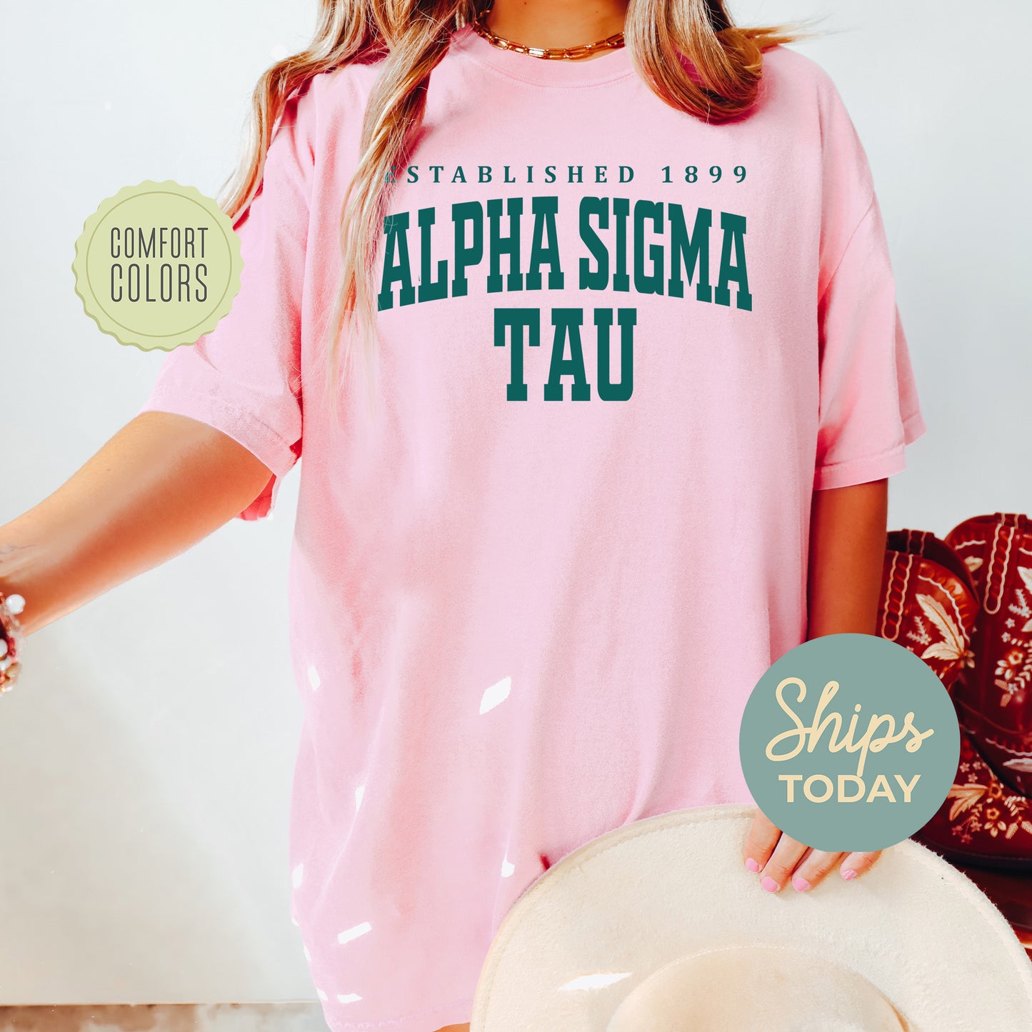 Alpha Sigma Tau Bold Letters Comfort Colors Sorority T-shirt _ 35127g