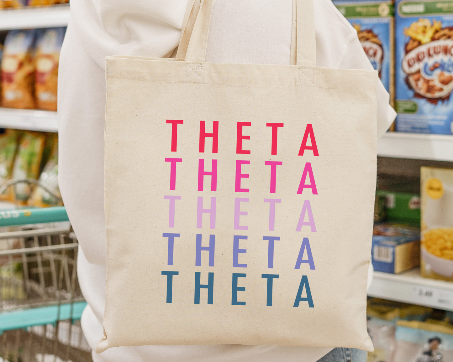 Kappa Alpha Theta Bright and Stacked Sorority Tote Bag _ 34400g