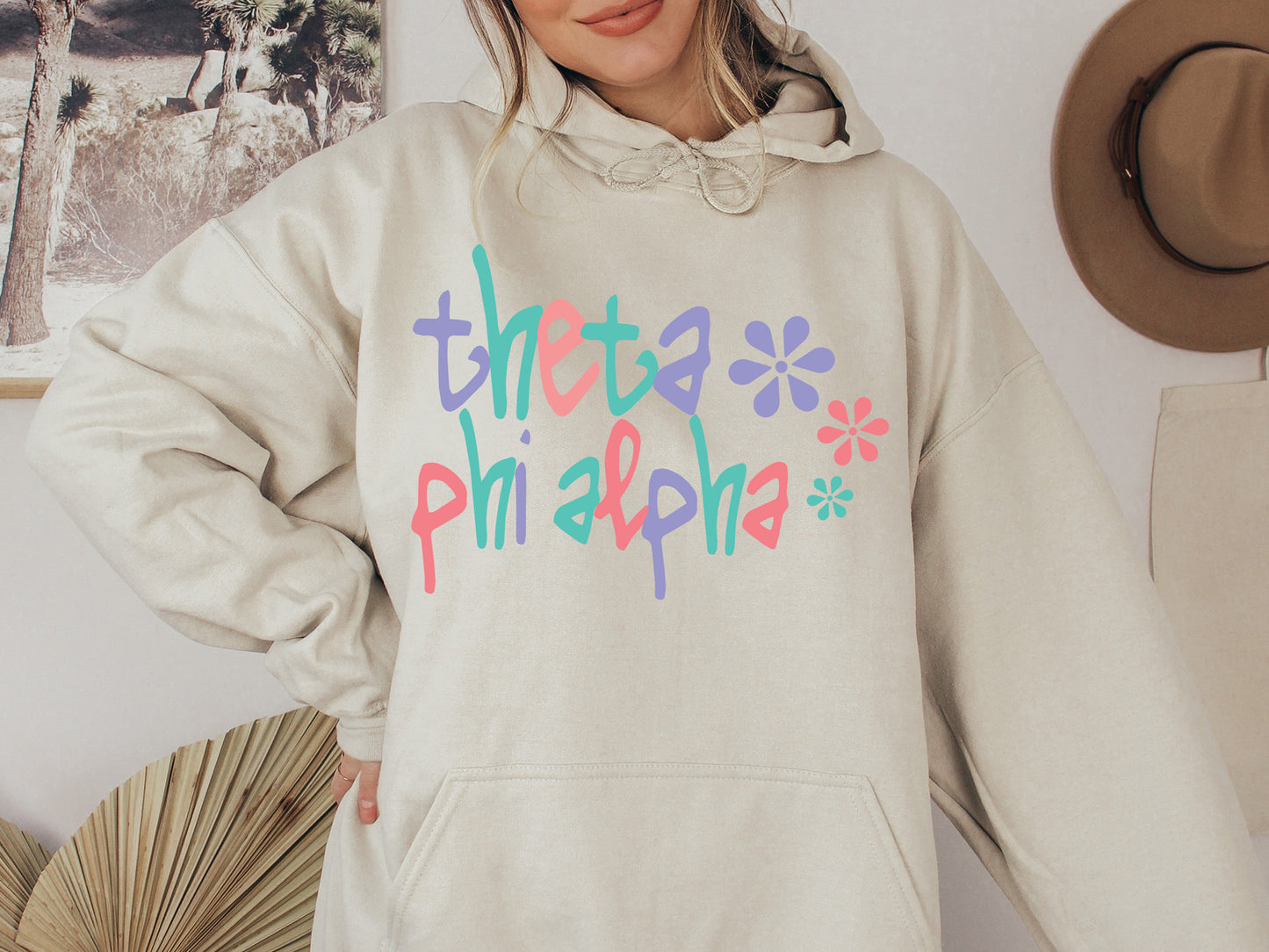 Theta Phi Alpha Colorful Floral Sorority Hoodie _ 2627g