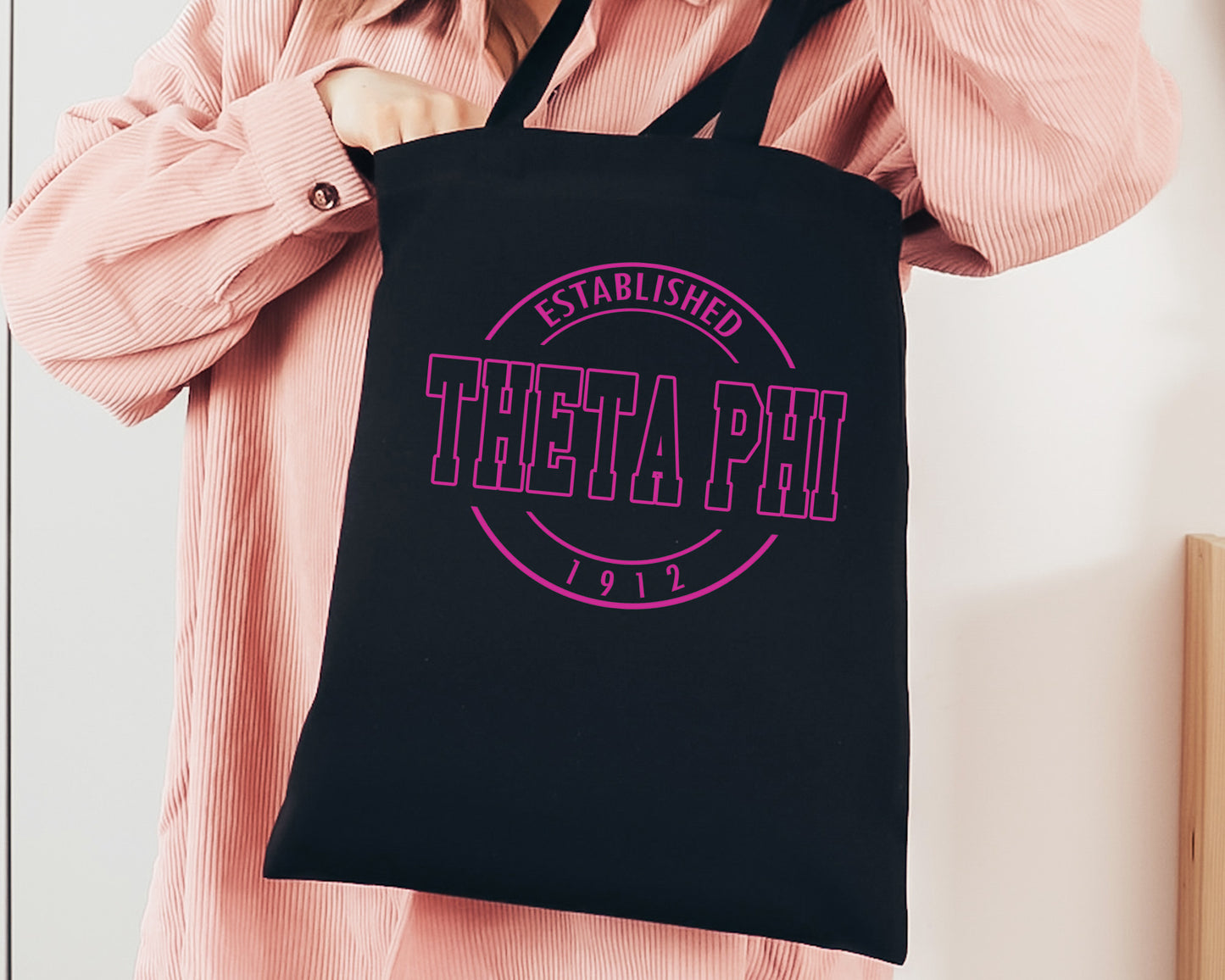Theta Phi Alpha Pink Stamp Sorority Tote Bag _ 34461g
