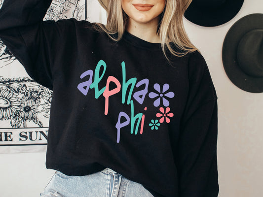 Alpha Phi Colorful Floral Sorority Sweatshirt _ 2608g