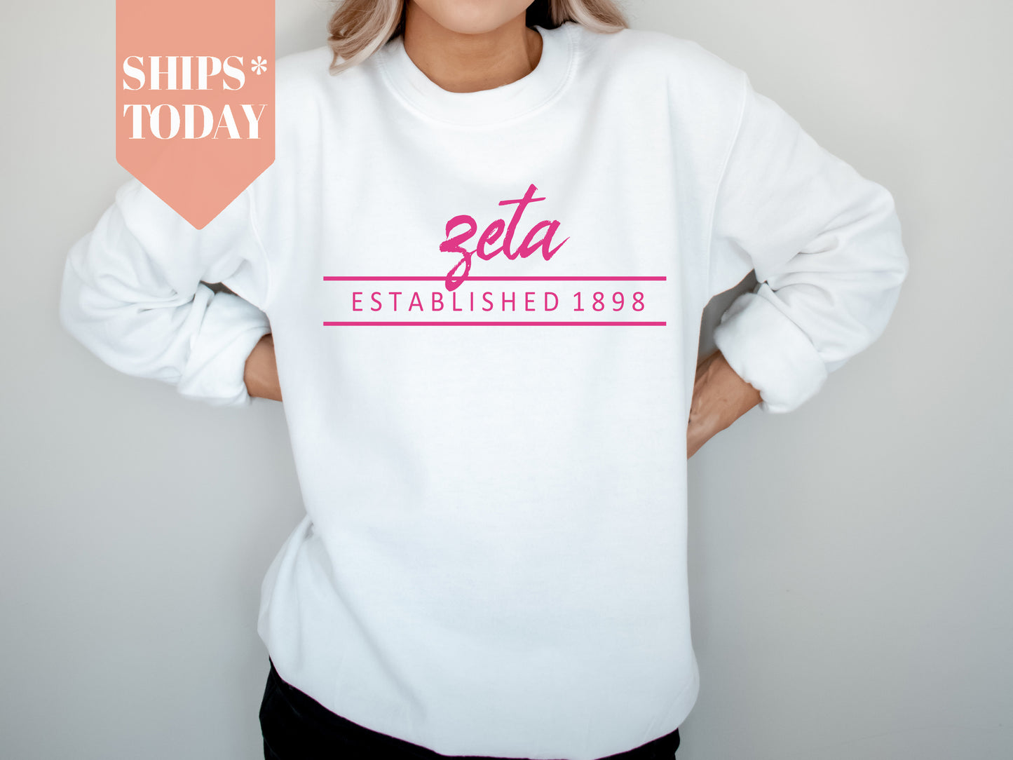 Zeta Tau Alpha All Pink Sorority Sweatshirt _  777g