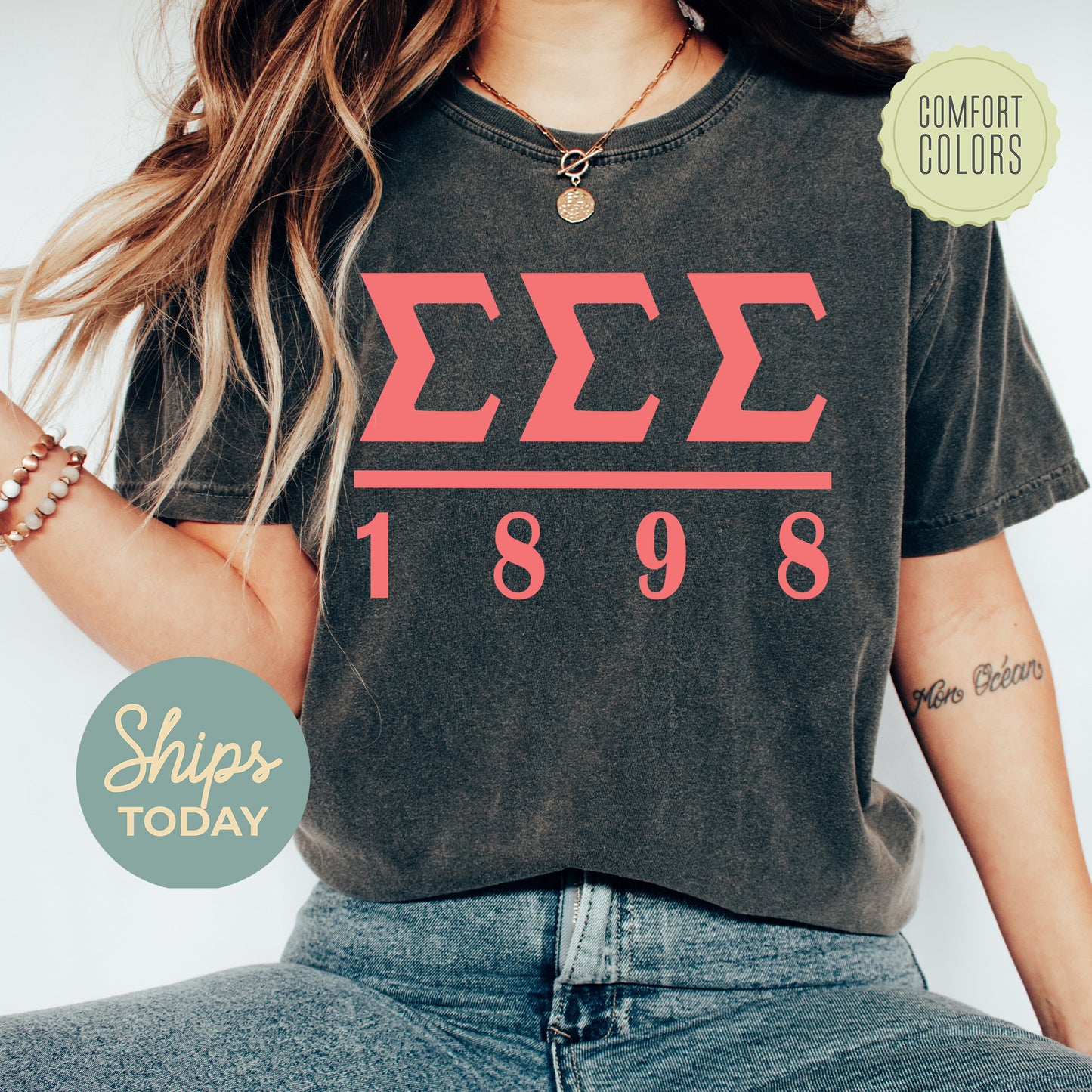 Sigma Sigma Sigma Monochromatic Comfort Colors Sorority T-shirt _ 30866g
