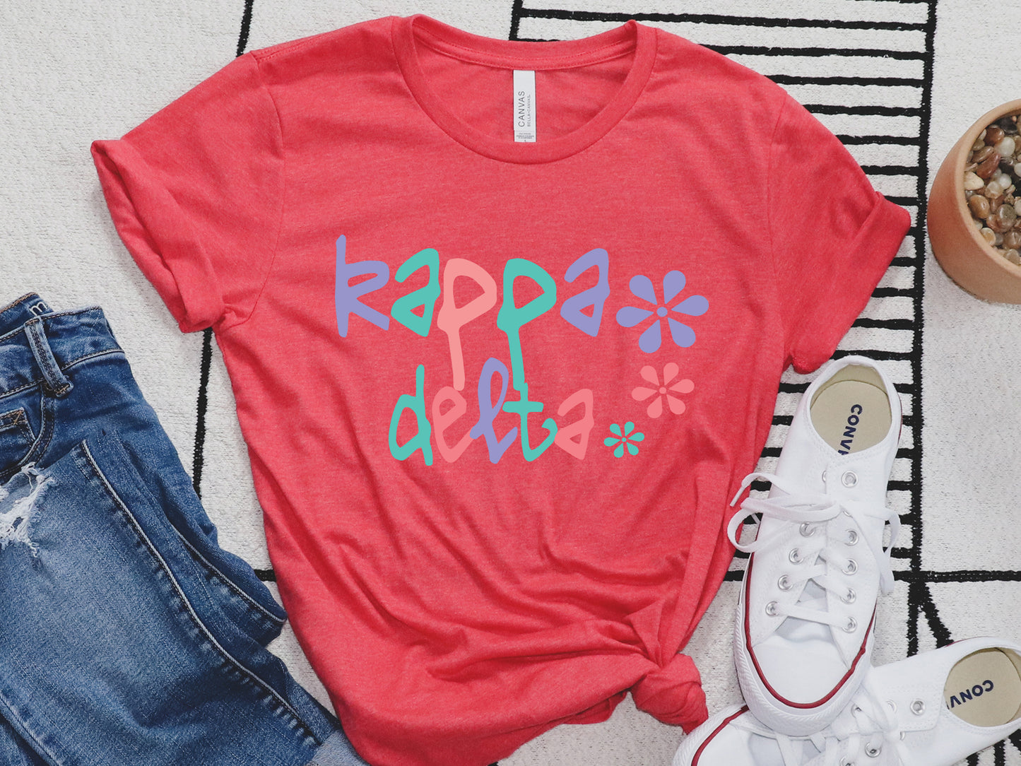 Kappa Delta Colorful Floral Sorority T-shirt _ 2619g