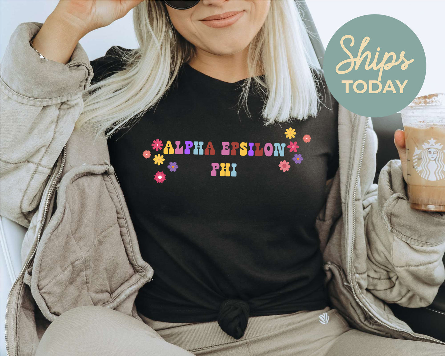 Alpha Epsilon Phi Splash of Color Sorority T-shirt _ 3177g