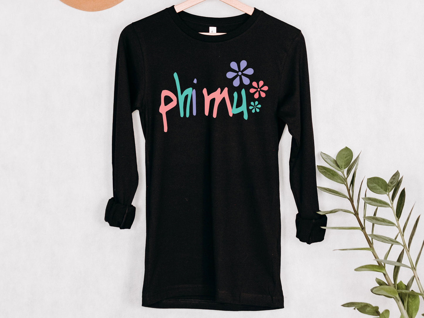 Phi Mu Colorful Floral Sorority Long Sleeve T-shirt _ 2621g
