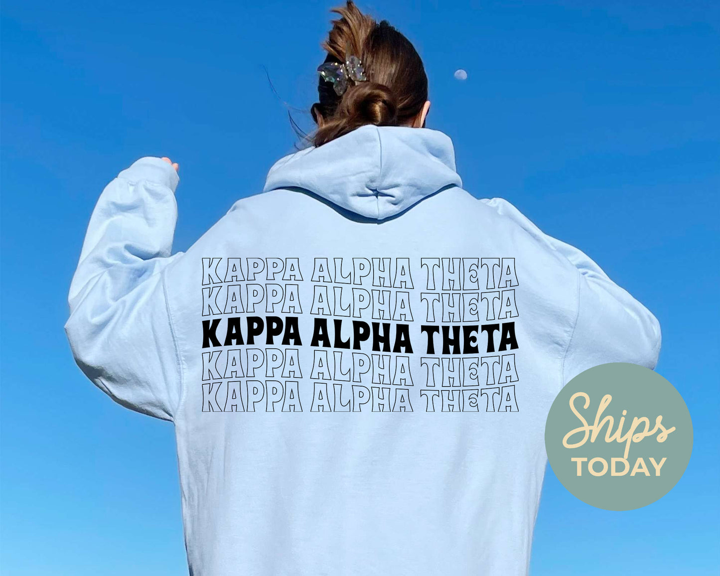 Kappa Alpha Theta Wavy Letters Sorority Hoodie _ 33413g