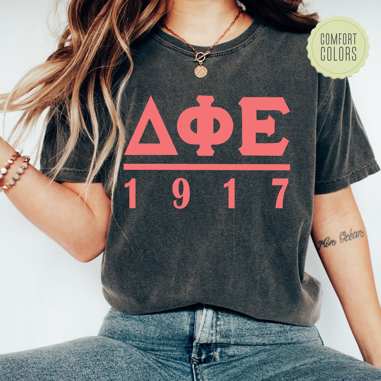 Delta Phi Epsilon Monochromatic Comfort Colors Sorority T-shirt _ 30855g
