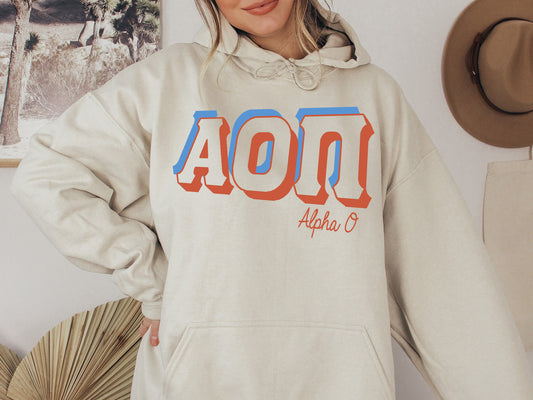 Alpha Omicron Pi American Colored Sorority Hoodie _ 30g