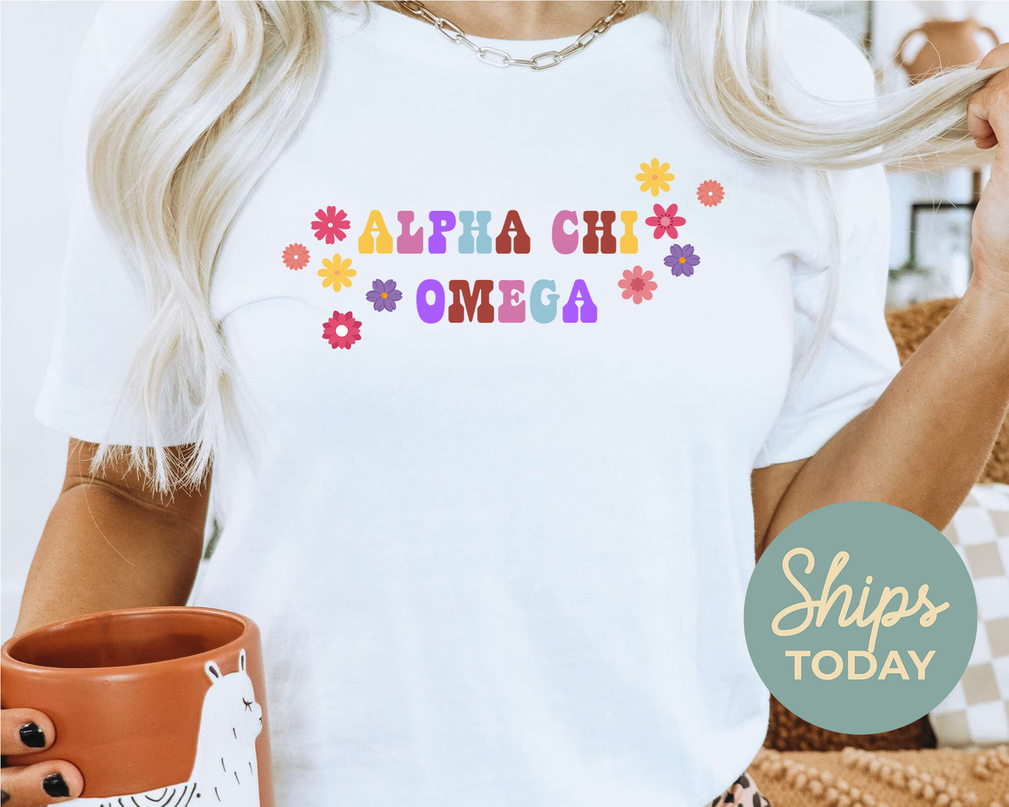 Alpha Chi Omega Splash of Color Sorority T-shirt _ 3175g