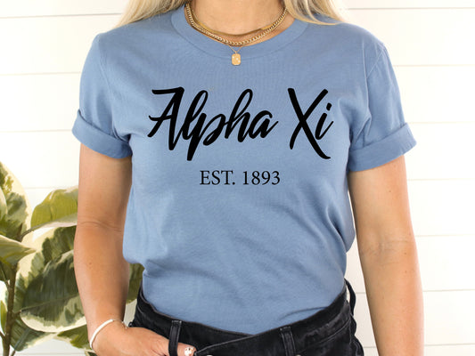 Alpha Xi Delta Black Flowy Sorority T-shirt _ 85g