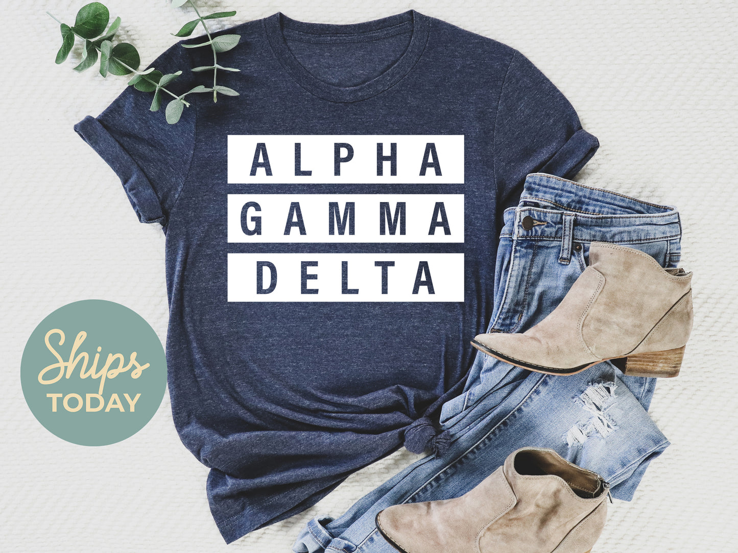 Alpha Gamma Delta Faded White Box Sorority T-shirt _ 3336g